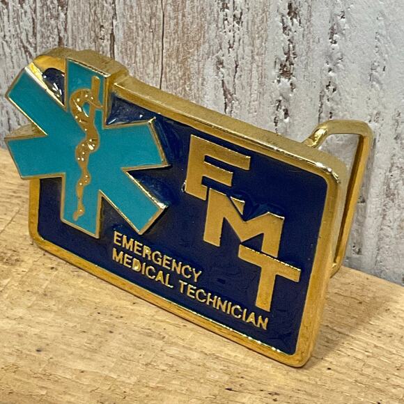EMT Ladies Belt Buckle Paramedic First Responder Enamel Embossed - Picture 1 of 5